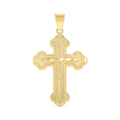 10K Yellow Gold Diamond-Cut Mens Cross Religious Charm Pendant
