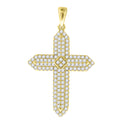 925 Sterling Silver Yellow-Tone Mens Cubic Zirconia Passion Cross Religious Charm Pendant