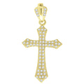 925 Sterling Silver Yellow-Tone Mens Cubic Zirconia Passion Cross Religious Charm Pendant