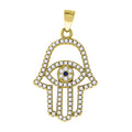 925 Sterling Silver Yellow-Tone Mens Cubic Zirconia Humsa Religious Charm Pendant