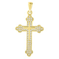 925 Sterling Silver Yellow-Tone Mens Cubic Zirconia Budded Cross Religious Charm Pendant