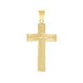 10K Yellow Gold Mens Women Diamond-Cut Cross Religious Charm Pendant