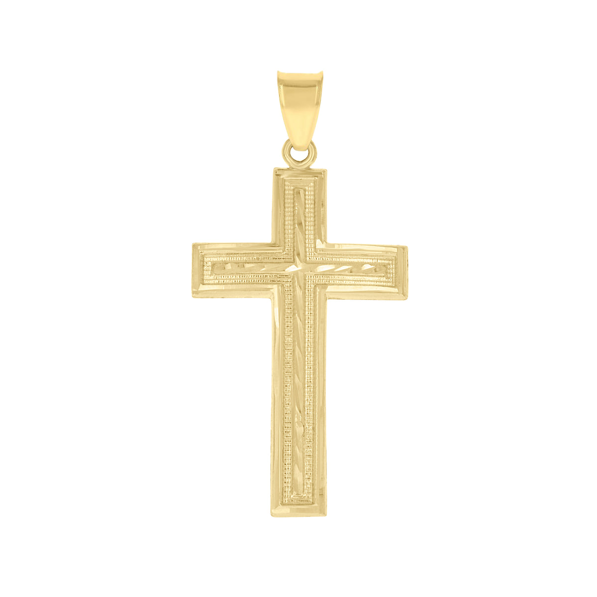 10K Yellow Gold Mens Women Diamond-Cut Cross Religious Charm Pendant