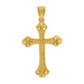 10K Yellow Gold Diamond-Cut Mens Cross Religious Charm Pendant