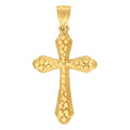 10K Yellow Gold Diamond-Cut Mens Cross Religious Charm Pendant