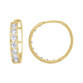10K Yellow Gold Womens Single Row CZ Cubic Zirconia Hoop Earrings