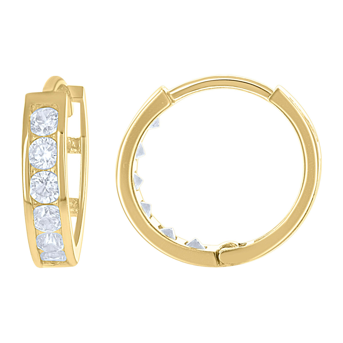 10K Yellow Gold Womens Cubic-Zirconia Fashion Hoop Earrings