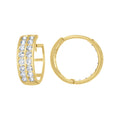 10K Yellow Gold Womens CZ Cubic Zirconia Double Row Hoop Earrings