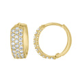 10K Yellow Gold Womens CZ Cubic Zirconia Triple Row Hoop Earrings