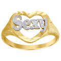 10K Gold Womens Two-Tone Dc Sexy Heart Band Ring