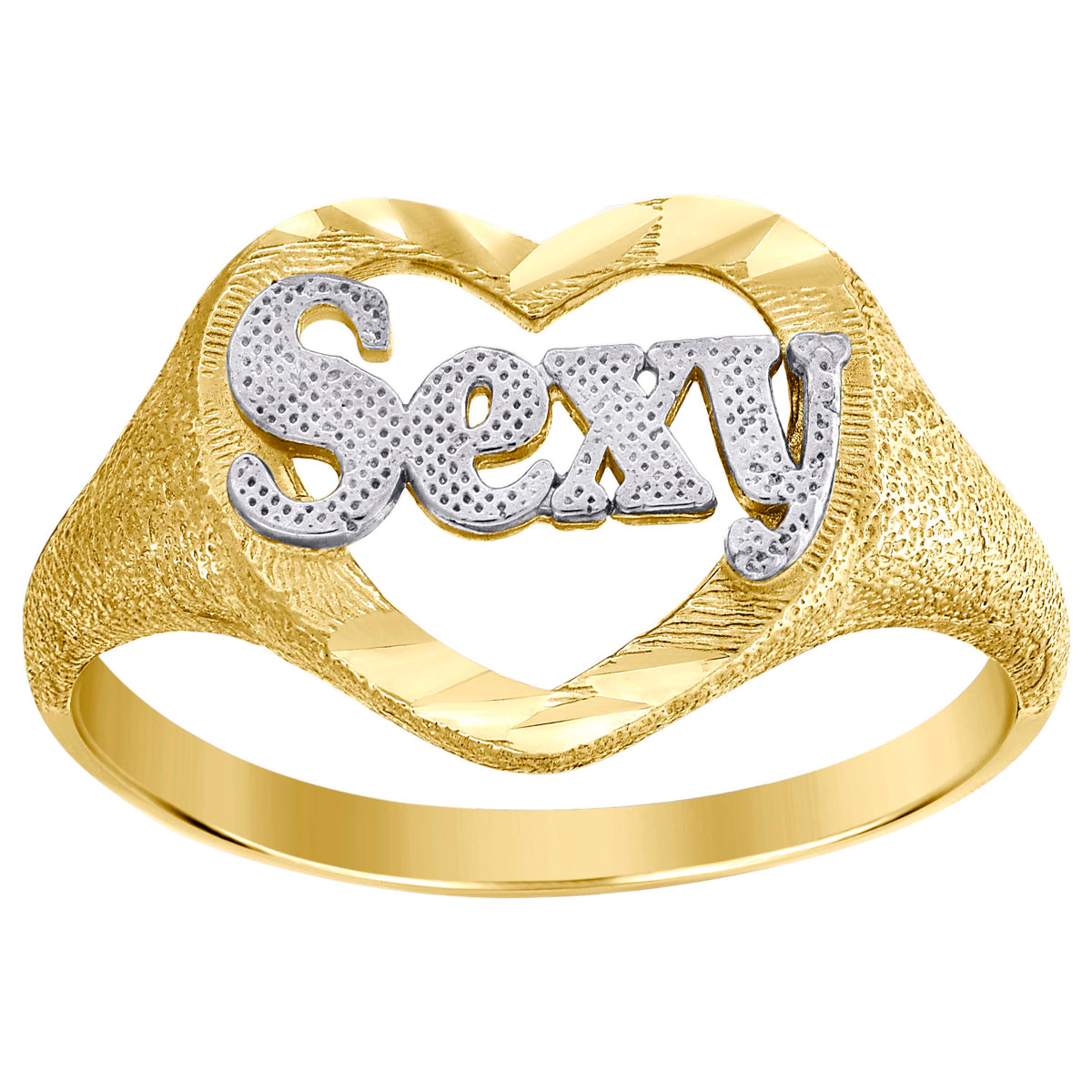 10K Gold Womens Two-Tone Dc Sexy Heart Band Ring