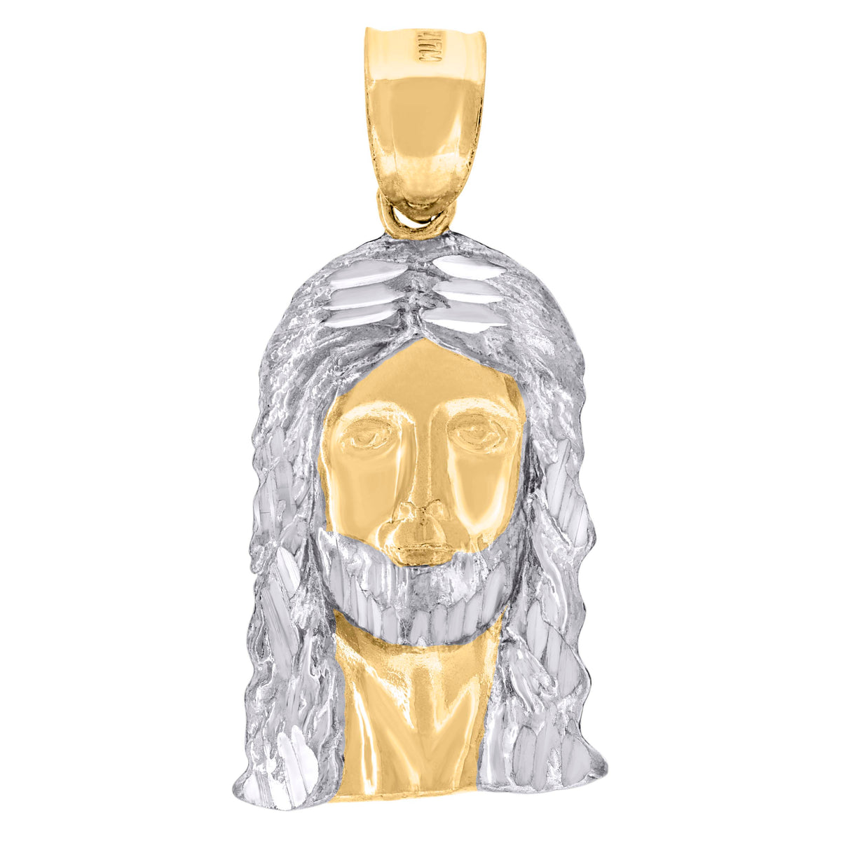 10K Two-Tone Gold Mens Jesus Religious Charm Pendant