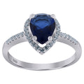 925 Sterling Silver Womens Royal Blue Pear Cubic Zirconia Fashion Ring Size 8