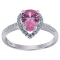 925 Sterling Silver Womens Pink Pear Cubic Zirconia Fashion Ring Size 8