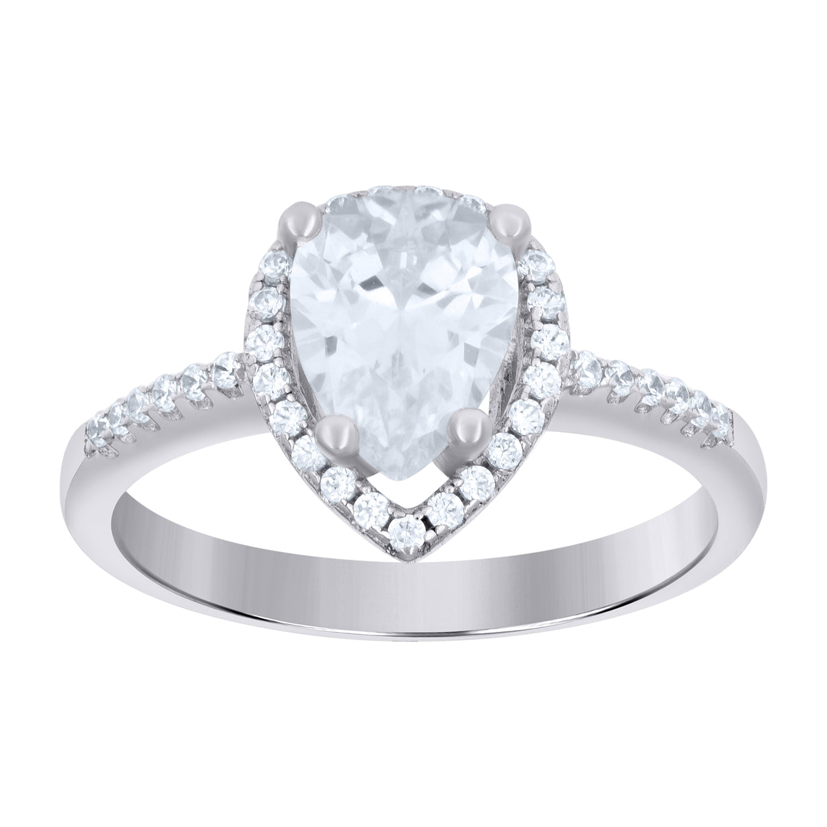 925 Sterling Silver Womens Pear Cubic Zirconia Fashion Ring Size 9
