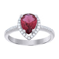 925 Sterling Silver Womens Red Pear Cubic Zirconia Fashion Ring Size 8