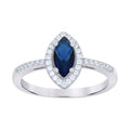 925 Sterling Silver Womens Royal Blue Marquise Cubic Zirconia Fashion Ring Size 8