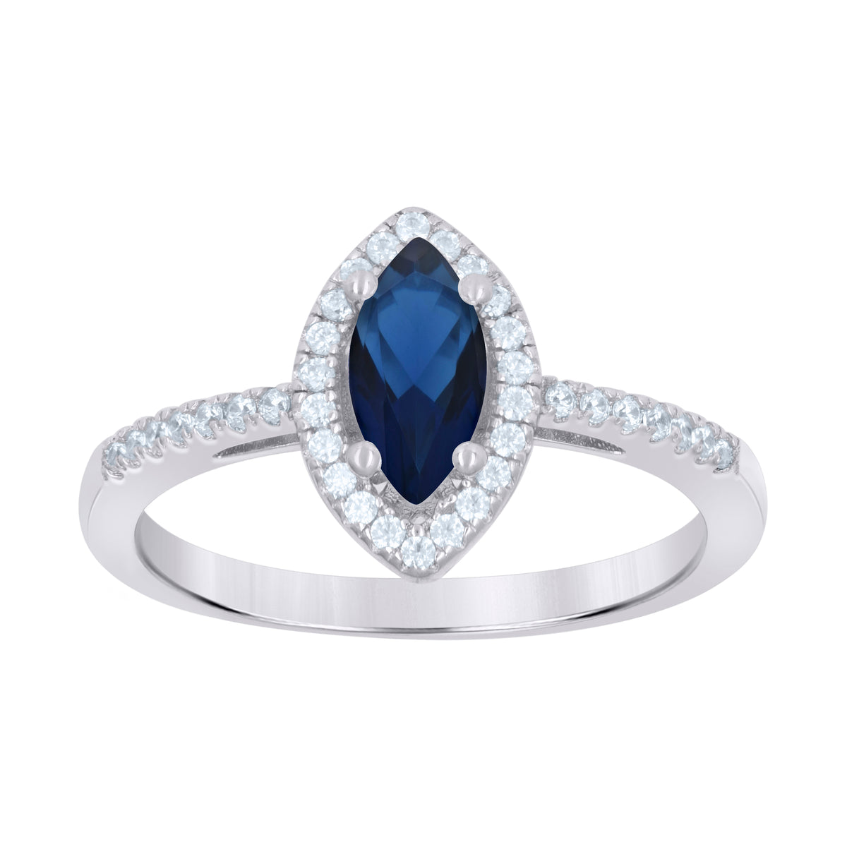 925 Sterling Silver Womens Royal Blue Marquise Cubic Zirconia Fashion Ring