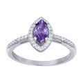 925 Sterling Silver Womens Purple Marquise Cubic Zirconia Fashion Ring Size 6