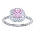 925 Sterling Silver Womens Pink Cubic Zirconia Halo Ring Size 6