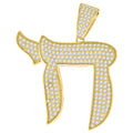 925 Sterling Silver Yellow-Tone Mens Cubic-Zirconia Chai Symbol Charm Pendant