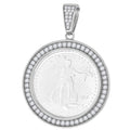 925 Sterling Silver Mens Cubic-Zirconia Medallion Lady Liberty Symbol Religious Charm Pendant