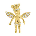 925 Sterling Silver Yellow-Tone Mens Cubic-Zirconia Angel Religious Charm Pendant