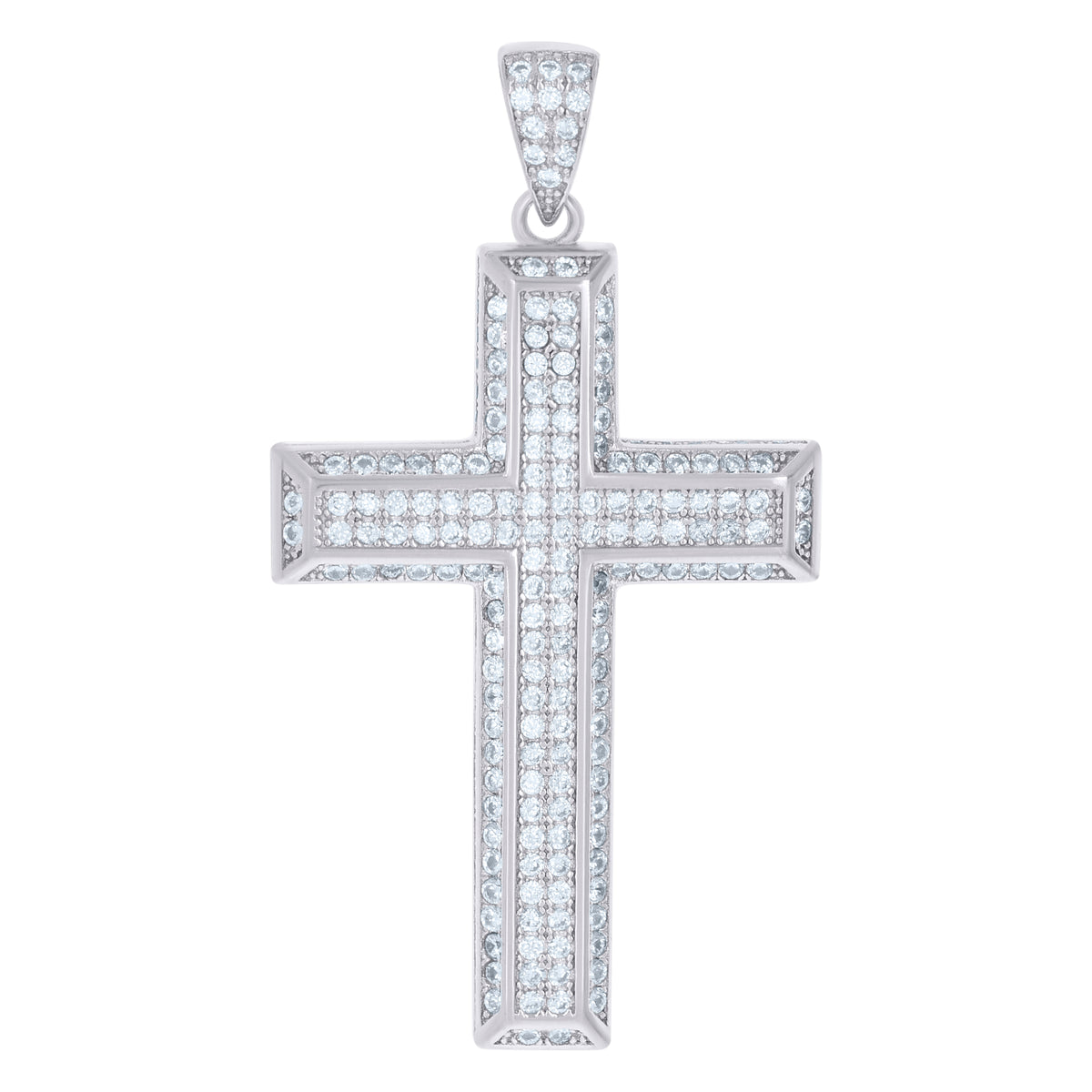 925 Sterling Silver Unisex CZ Cross Religious Charm Pendant