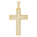 925 Sterling Silver Yellow-Tone Unisex CZ Cross Religious Charm Pendant