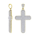 925 Sterling Silver Yellow-Tone Unisex CZ Cross Religious Charm Pendant