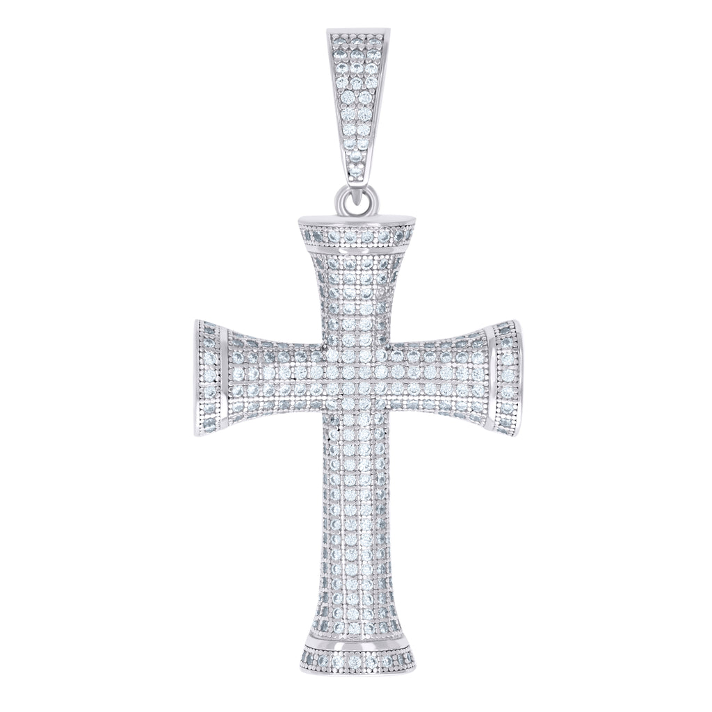 925 Sterling Silver Unisex CZ Cross Religious Charm Pendant