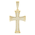 925 Sterling Silver Yellow-Tone Unisex CZ Cross Religious Charm Pendant