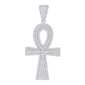 925 Sterling Silver Unisex CZ Ankh Cross Religious Charm Pendant