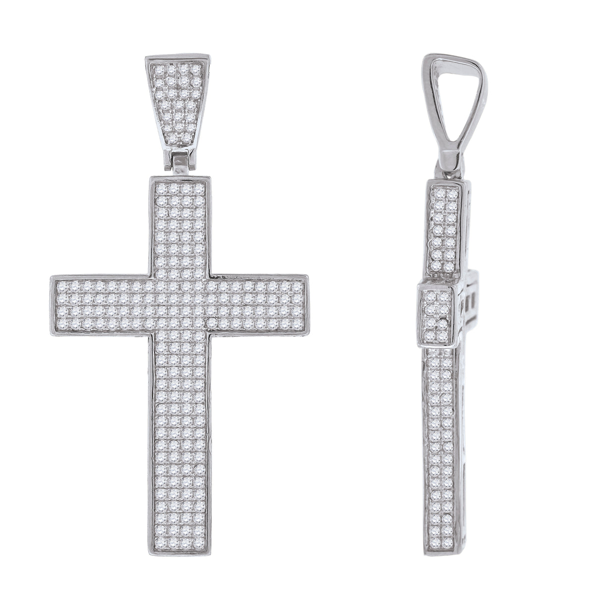 925 Sterling Silver Unisex CZ Cross Religious Charm Pendant