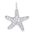 925 Sterling Silver Unisex Cubic Zirconia Star Fish Charm Pendant