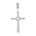 925 Sterling Silver Unisex Cz Cross Religious Charm Pendant