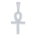 925 Sterling Silver Unisex CZ Ankh Cross Religious Charm Pendant