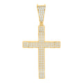 925 Sterling Silver Yellow-Tone Unisex CZ Cross Religious Charm Pendant