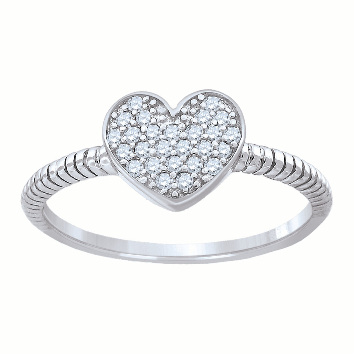 925 Sterling Silver Womens Cubic-Zirconia Heart Ring Size 7