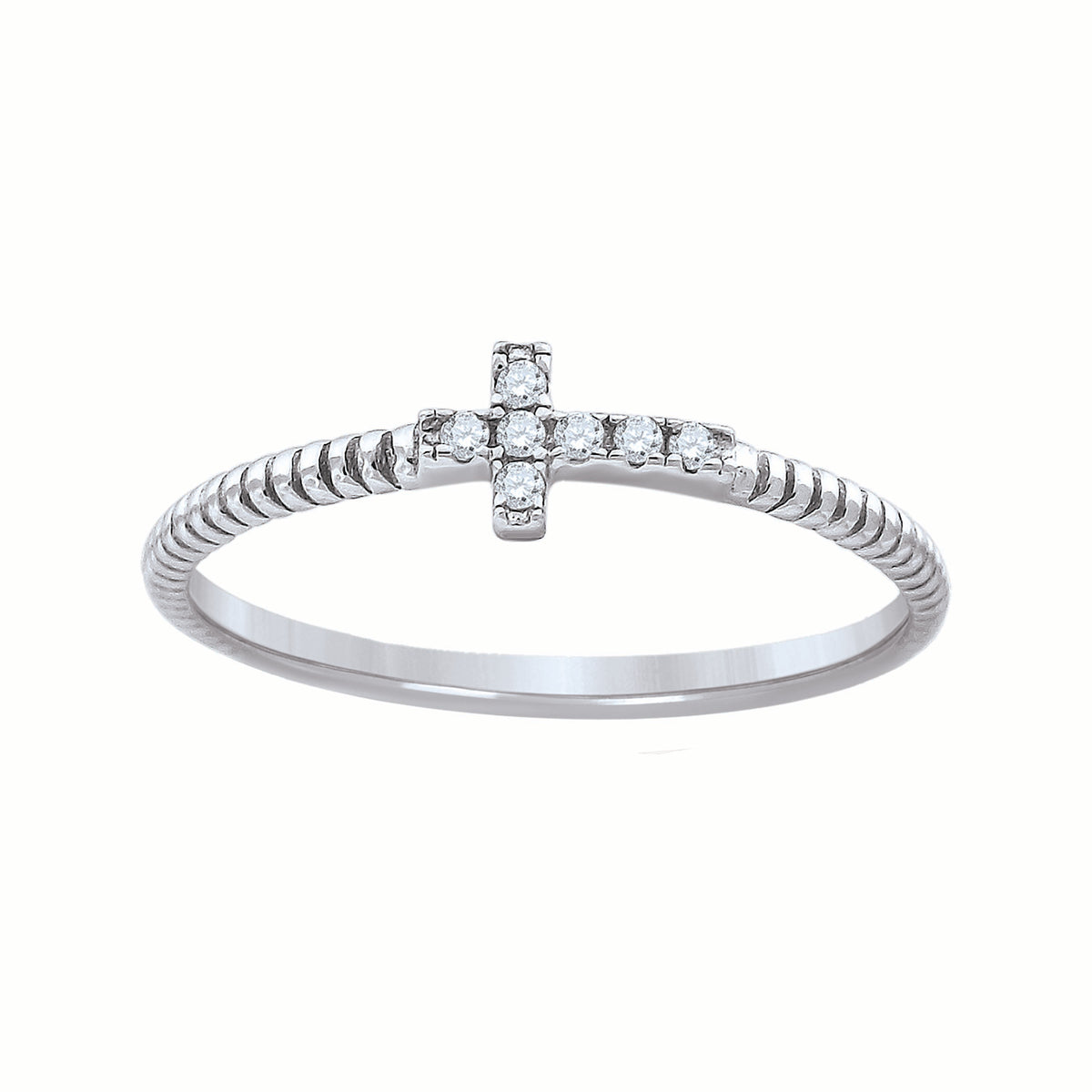 925 Sterling Silver Womens Cubic-Zirconia Cross Religious Ring