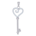925 Sterling Silver Womens Cz Heart Key Charm Pendant
