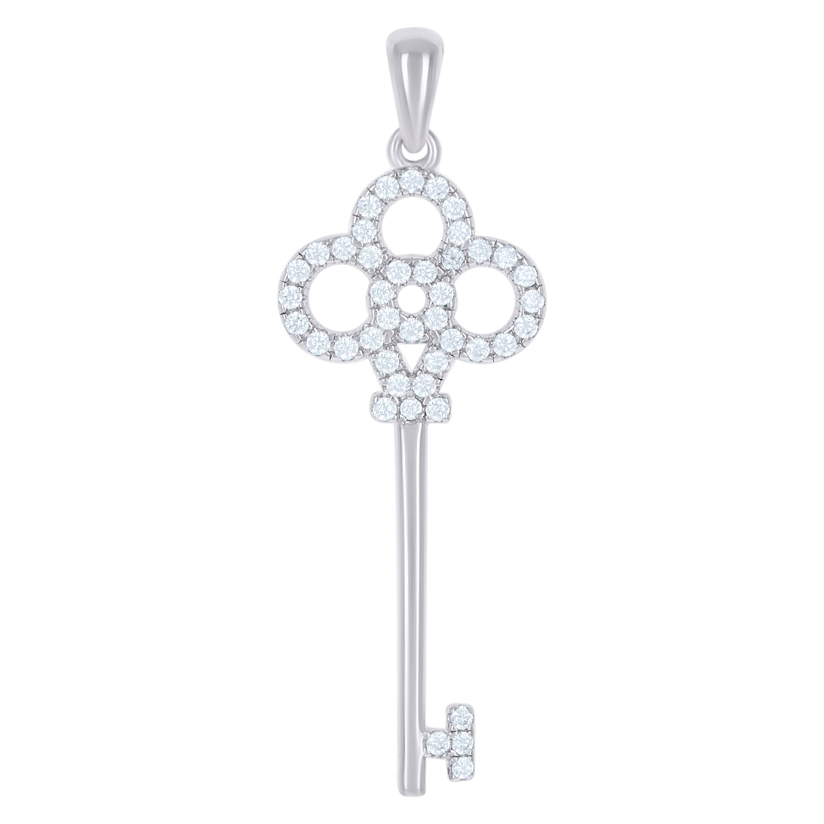 925 Sterling Silver Womens Cz Key Charm Pendant