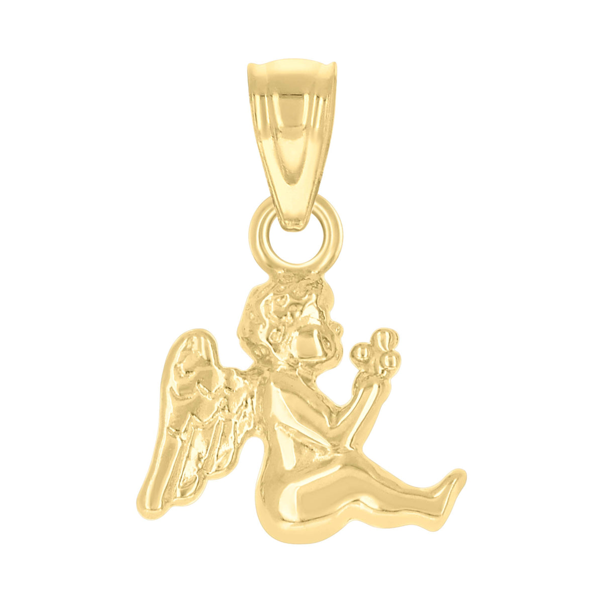 10K Yellow Gold Womens Angel Religious Charm Pendant