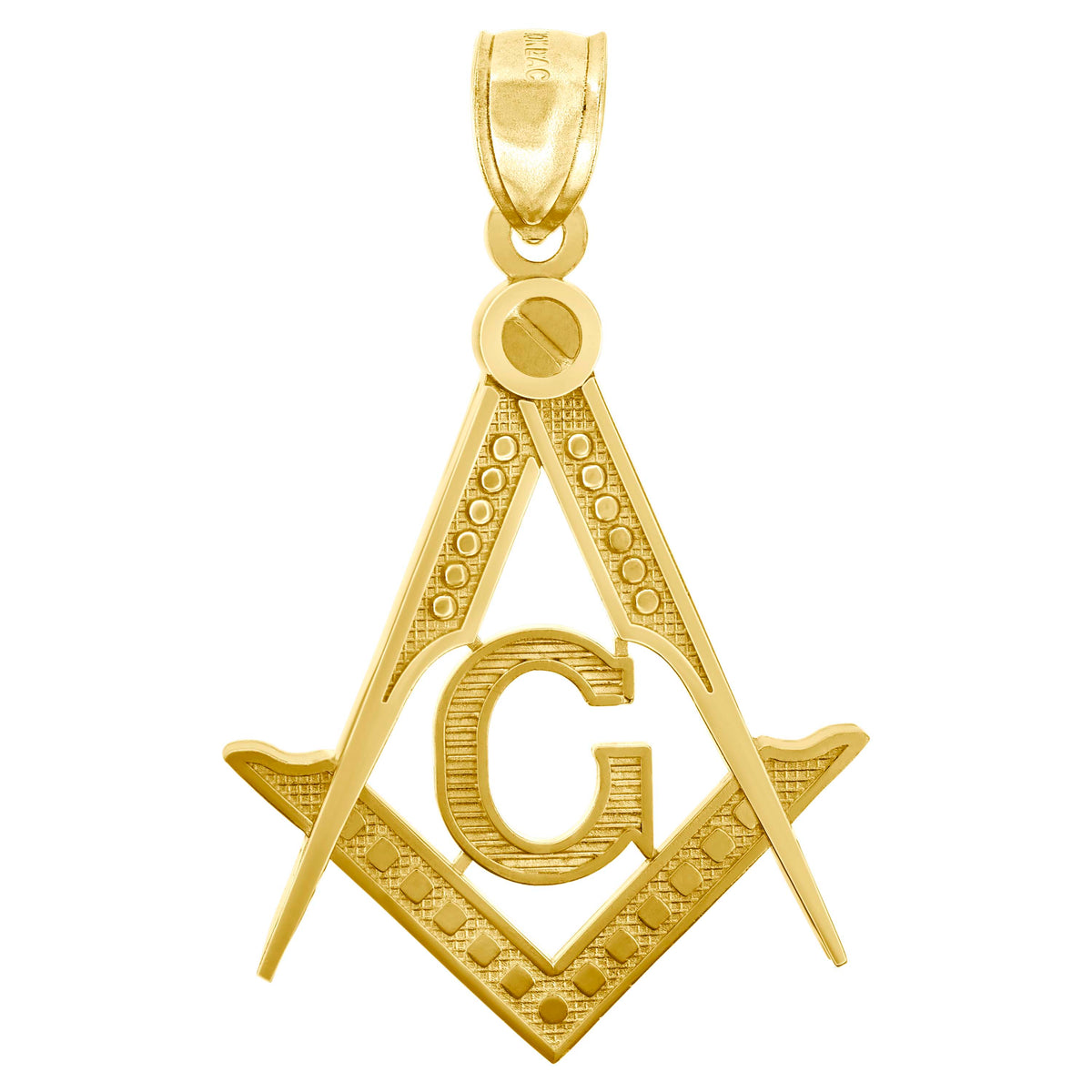 10K Yellow Gold Mens Masonic Freemasonry Occupation Charm Pendant