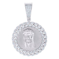 925 Sterling Silver Mens CZ Jesus Religious Charm Pendant