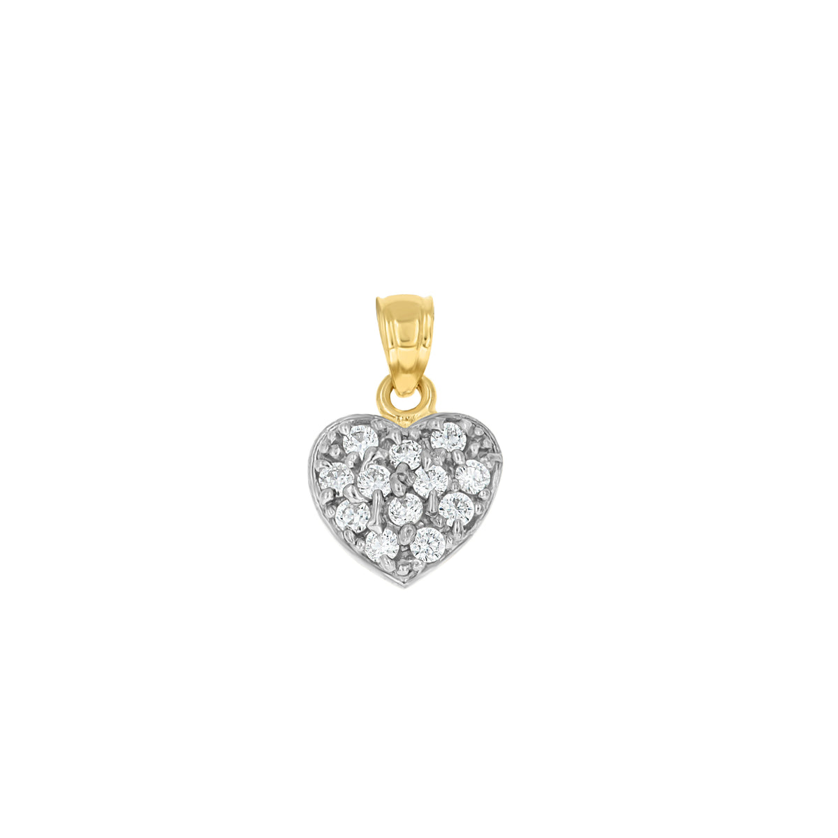 10K Two-Tone Gold Womens Cubic Zirconia Cubic-Zirconia Heart Charm Pendant
