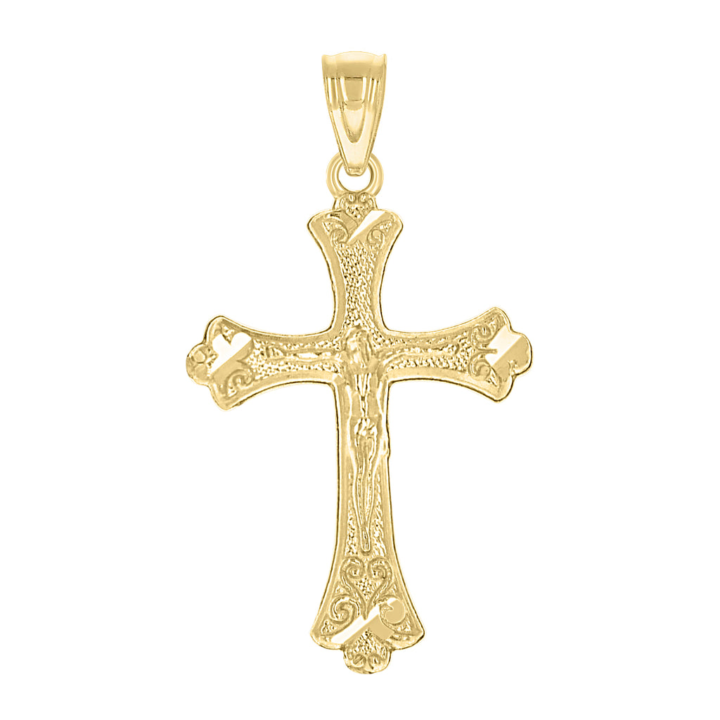 10K Two-Tone Gold Mens Women Crucifix Cross Religious Charm Pendant