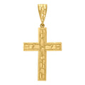 10K Yellow Gold Diamond-Cut Nugget Mens Cross Religious Charm Pendant