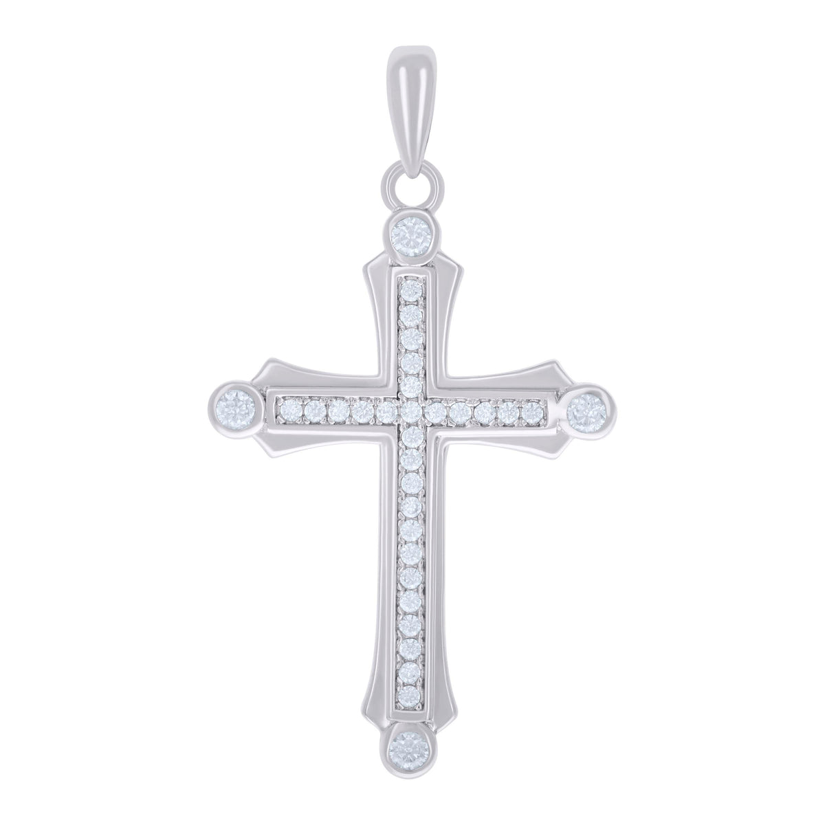 925 Sterling Silver Unisex Cz Cross Religious Charm Pendant
