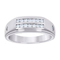 925 Sterling Silver Mens Cubic Zirconia Size-9 Two-Rows Wedding Engagement Anniversary Band Ring